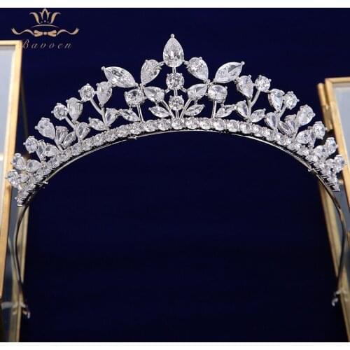 Fashion Full Zircon Bridal Tiaras Crowns Plated Crystal Wedding Hairbands For Brides Evening Hair Jewelry