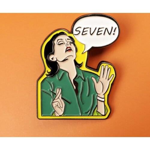 Monica SEVEN Friends TV Show Enamel Brooch Pin Backpack Hat Bag Collar Lapel Pins Badges Women Mens Fashion Jewelry Accessories