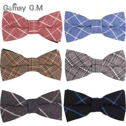 New Suits Cotton Bow Ties For Men Cravats Fashion Adjustable Plaid Bowtie For Wedding Party Groom Butterfly Adult Casual Bowties