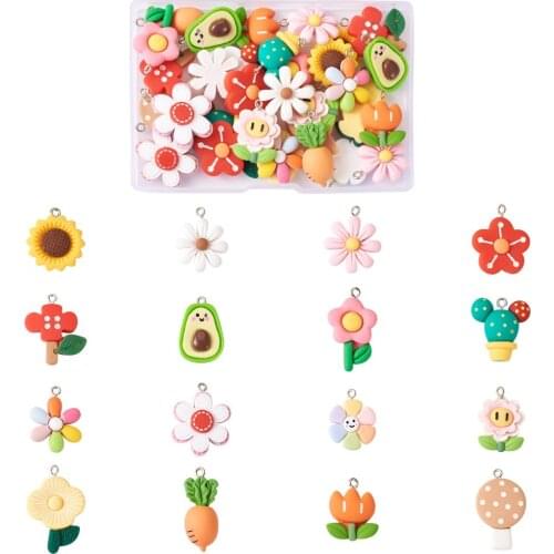Flower Resin Pendants Colorful Charms Connectors For Jewelry Making DIY Bracelets Necklaces Earrings Decoration Accessories
