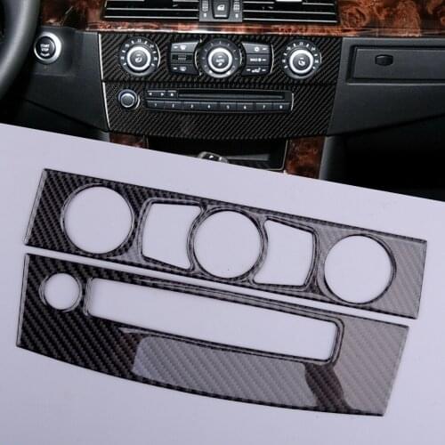 Carbon Fiber Car AC CD Air Condition Panel Cover Trim Decor Fit for BMW 5 Series E60 2008 2009 2010 Left Hand Drive Only
