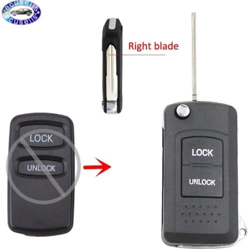 Folding Flip Remote Key Case Fob 2 Button Refit for MITSUBISHI Lancer Eclipse Outlander Endeavor Galant Uncut Right Blade