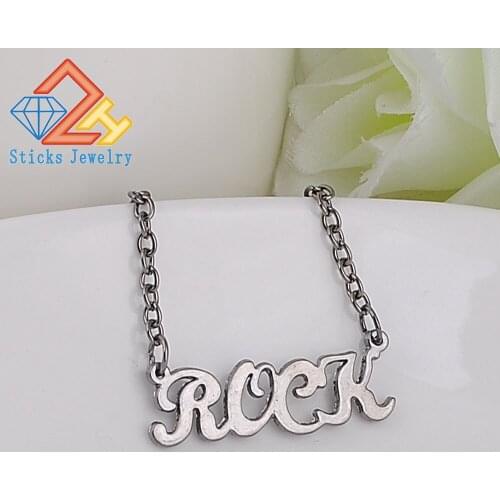 Sticks Jewelry Fashion ROCK Letter Trendy Necklace Zinc Alloy Personalized Charm Necklace
