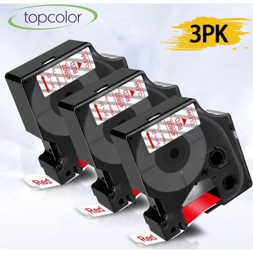 Topcolor 3PK 19mm Labeling Tape Compatible Dymo D1 Tape 45802 Red on Clear for Dymo Label Printer LabelManager 360D Typewriter