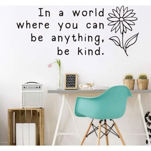In a world where you can be anything Be Kind Flower Wall Sticker Kids Room Bedroom Kindness Flower Wall Decal Nursery Vinyl