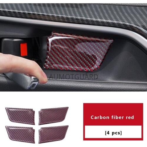 Interior Decoration Door Bowl Handle Carbon Fiber Inner Door Handle Sticker Modified Accessories For TOYOTA RAV4 2019 2020 4pcs