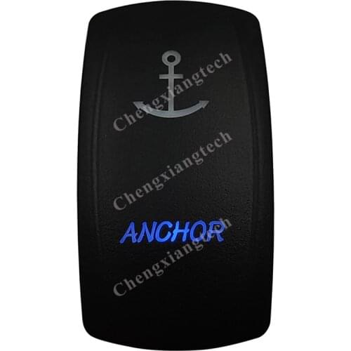 Boat Marine Blue Led ANCHOR Rocker Switch (ON) OFF (ON) 7Pins Double Pole Double Throw (DPDT) Momentary Yatch Toggle Switch