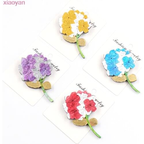 1pieces) Hydrangea Brooch (Safty pin) Laser Cut Floral Flowers Brooch Glitter Mirror Acrylic Brooch