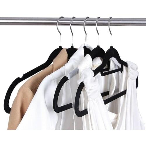 10 Pcs Dual Position Flocking Clothes Hangers with Tie Bit , 45 Cm Rotatable Drying Racks for Hotel , Anti-slip , Storage Rack