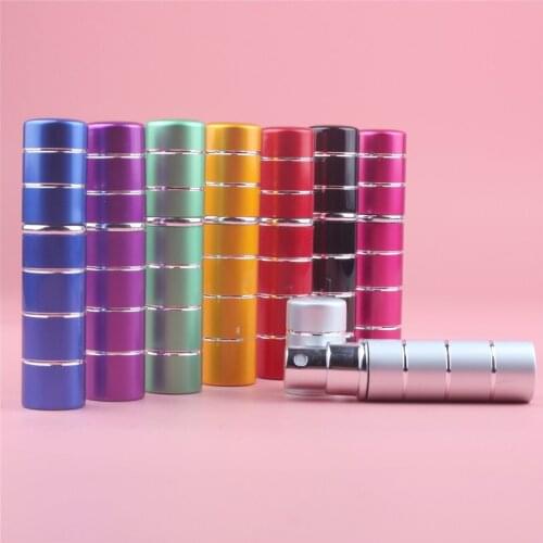 100pcs 5ml Hot pump empty perfume bottle 5ml glass anodized aluminum perfume atomiser container new