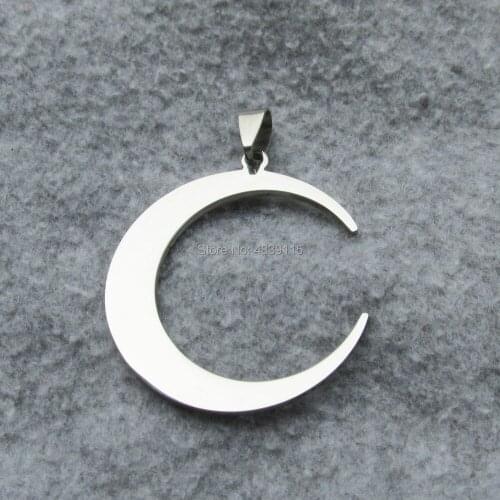 100pcs/lot Stainless Steel Moon Shaped Pet Dog Tags Fashion Pendants with Mirror Polished Surface