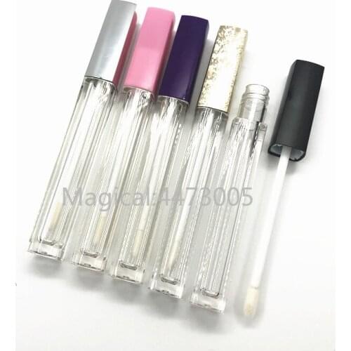 4.5ML 10-100pcs Square Lip Gloss Tube Black/silver/gold Cap,Empty Cosmetic Liquid Lipstick Bottle lip gloss tubes wholesale