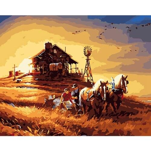 40x50 Harvest Farm Mural home decor wall Oil Painting Coloring By Numbers on Canvas art Modular poster pictures DY156