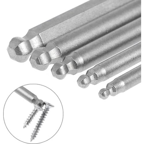 5 Pcs 1/4\" Hex Shank 100mm Magnetic Ball End Hexagon Screwdriver Bits Drill Set WXTC
