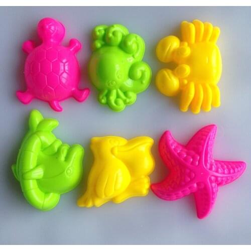 6pcs Child Kid Model Building Kits Portable Marine life Sand Clay Mold Building Decoration Beach Sand Toy