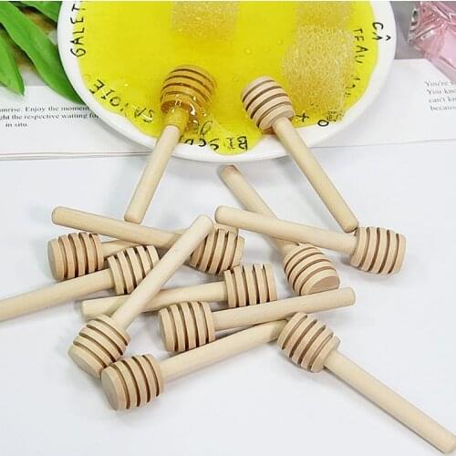 8cm/3.15in Wooden Honey Spoon Coffee Stir Bar Honey Dipper Stick For Honey Slime Box Jar Long Handle Mixing Stick Stirring Rod