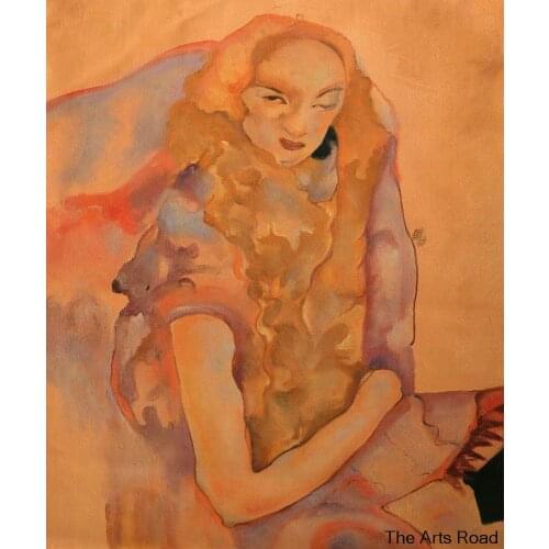 Abstract Art on Canvas Woman with Long Hair, 1911 Egon Schiele Oil Painting Hand Painted 100% High Quality