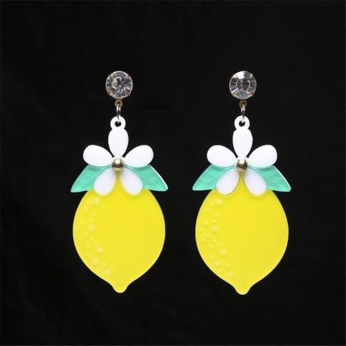 Acrylic Earrings Statement Yellow Lemon Dangle Earrings Resin Drop Summer New Earrings Fashion Jewelry for Women Girls Gift