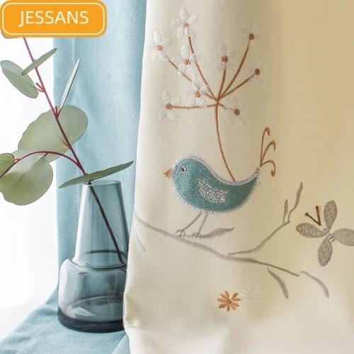 American Childrens Room Stitching Embroidery Blackout Curtains for Living Room and Bedroom Custom Finished Products