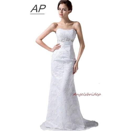 ANGELSBRIDEP Lace Wedding Dress Fashion Long Sash Beading Vestidos De Noiva Formal A-Line Bride Dress For Wedding Occasion