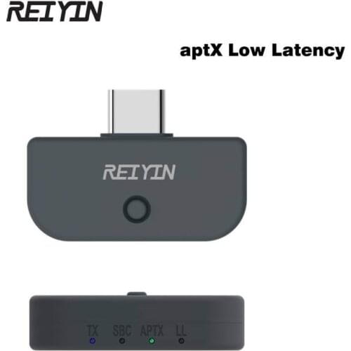 Reiyin aptX LL Low Latency Bluetooth 5.0 USB C Audio Transmitter Wireless Music Type-C Adapter Dual Connection