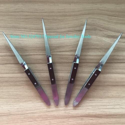 Free shipping Straight Flat Selflock Tweezers for Jewelry Tools 2 PCS