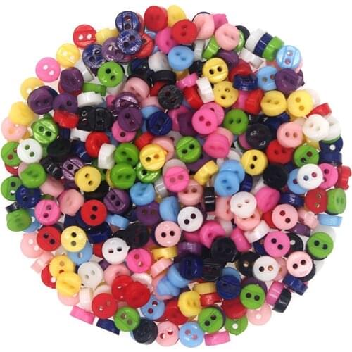 SHINE Brand 100PCs Resin Sewing Mini Button Scrapbooking Round Mixed 2 Holes Costura Botones bottoni botoes JS8004 6mm