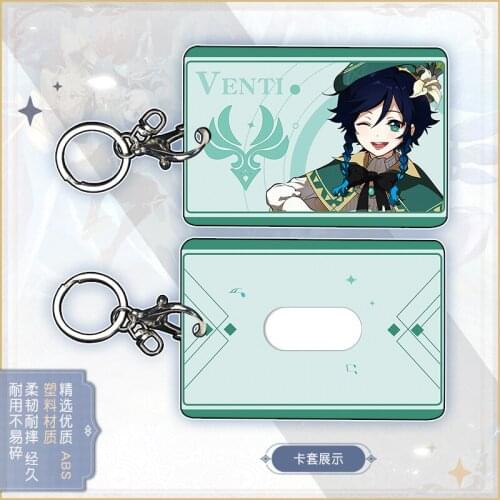 Anime Genshin Impact Paimon ABS Student ID Bus Bank Card Holder Keychain Case Cover Pendant Toy Prop Decor Cosplay Gift Keyring