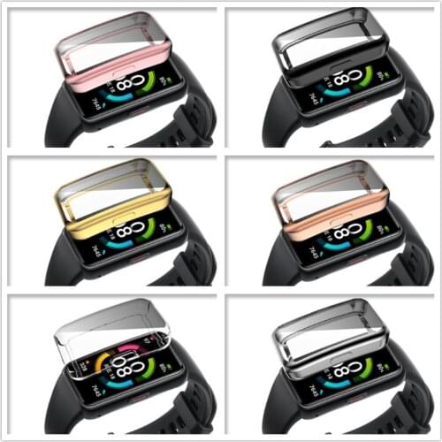 For -Huawei Honor Band 6 watch Case Soft Tpu Case Full Cover Watch Fit Shockproof Case Honor Watch 6 Plating Shell QW