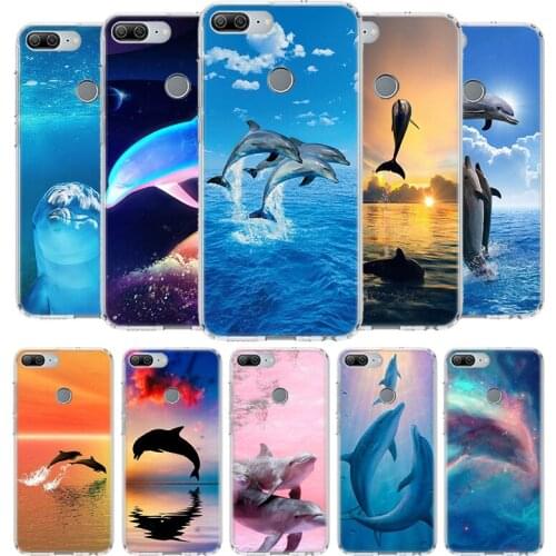 Sea animal cute dolphin Cover Phone Case for Huawei Y9 Y5 Y6 Y7 2019 Honor 9 10 Lite 9X 8X 8A 8S 7X 7A 20 10i V30 Nova 6E Coque