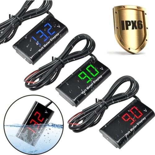 IPX6 Digital Voltmeter 0.56'' DC 8 18V Waterproof LED Volt Gauge Voltage Indicator Monitor Detector Car Motorcycle Panel Meters