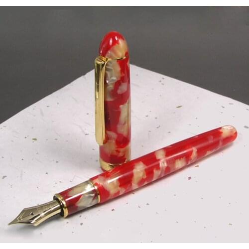 Colored PensPlatinum Fountain Pen Original Set of Pens 14K Gold Nib Celluloid Red Koi Fish Office Accessories PTB-30000S