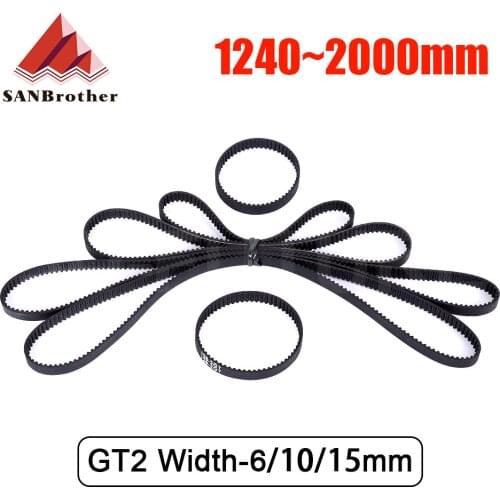 3D Printer Parts GT2 Closed Loop Timing Belt Rubber 2gt 6mm 1240 1250 1310 1324 1340 1350 1360 1440 1512 1524 1540mmSynchronous
