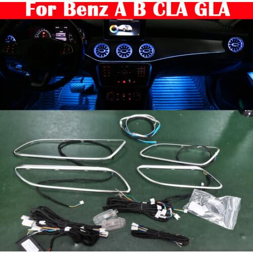 12-Color Lamp For Mercedes-Benz A/B/CLA/GLA W176 W246 W117 W156 Car LED Ambient Light Kit Dashboard Strips Door Neon Decorative