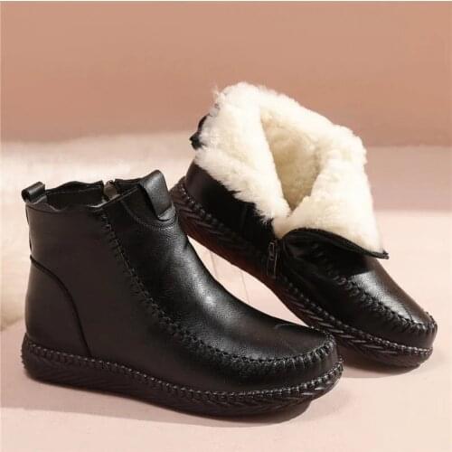 GKTINOO 2021 Women Snow Boots Winter Flat Heels Ankle Boots Women Warm Waterproof Shoes Non-slip Thick Fur Wool Booties
