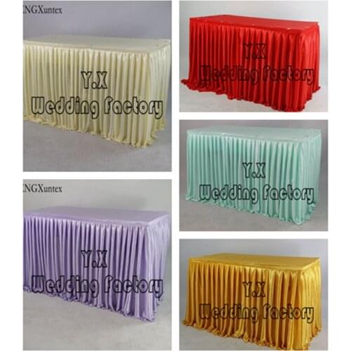 Hot Sale 100% Ice Silk Table Skirt \ Table Cloth Skirting For Wedding Event Decoration