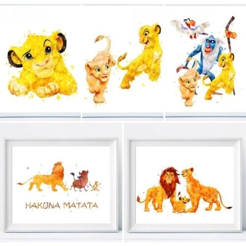 Disney Lion King Canvas Painting Cartoon Animal Posters and Prints Wall Art Picture for Kid Home Decoration Childrens Gift