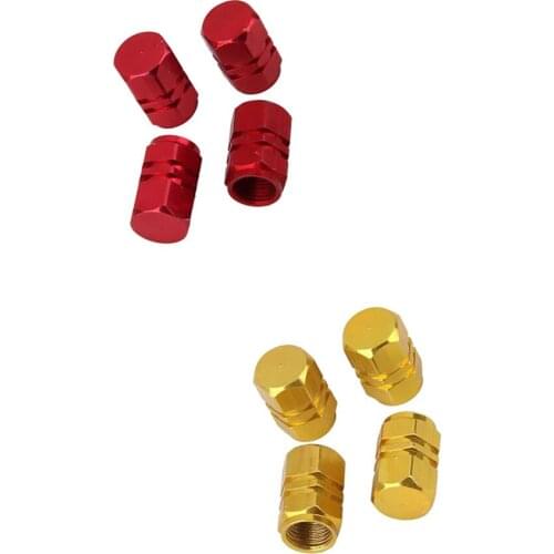 8x Wheel Rims Air Valve Stem Caps For Car Truck Bike Tire -Red+Gold