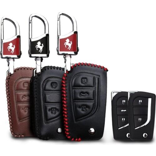 KUKAKEY Leather Car Key Case Fob Cover For Toyota Yaris Reiz Carola Rav4 Camry Highlander Prado Hilux Vitz Protected Bag Holder