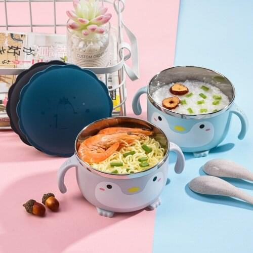 Creative Lunch Box Portable Stainless Steel Instant Noodles Rice Bowl with Lid Household Food Container Anti-scald Bento Box