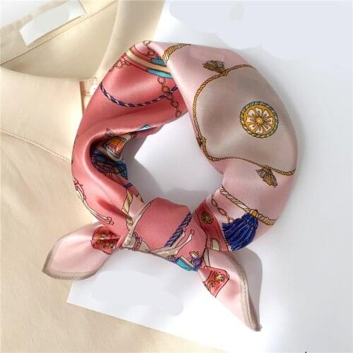 Summer New Scarf Women Natural Lady Small Foulard Silk Square Hairband Neck Scarves Bandana Fashion Print Kerchief 2021