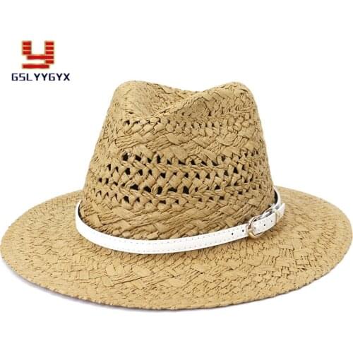 Hot Sell Outdoor Travel Spring Summer Sun Visor Hand-woven Jazz Panama Straw Oversized Beach Women Sunprotection Hat