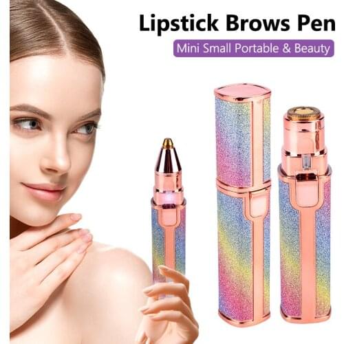 Mini Colorful 2 IN 1 Rechargeable Electric Eyebrow Trimmer Epilator Female Facial Lipstick Hair Removal Painless Razor Shaver