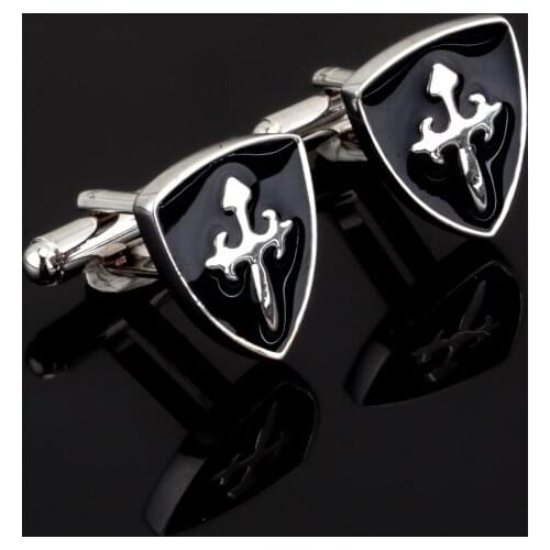 Fashion High Quality French Black shield metal Cufflink For Mens Shirt Brand suit Cuff Buttons Top sale Cuff Links Jewelry