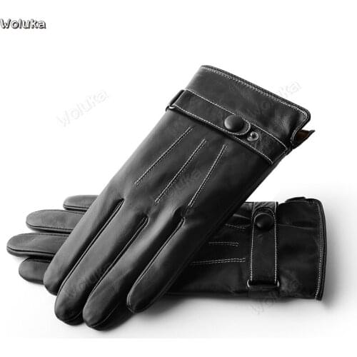 Motorcycle leather gloves men riding winter plus velvet touch screen warm thick sheepskin gloves men driving cold CD50 Q02