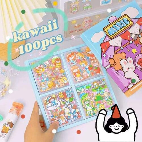 100skeets Lovely Little Girl Sticker Decorative Adhesive Stickers DIY Decoration Diary Children Gift School Stationery Supplies