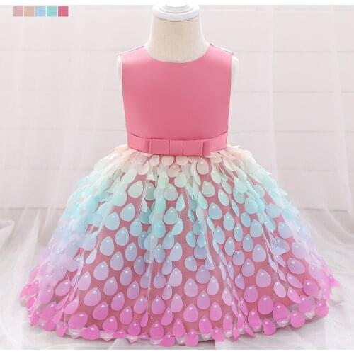 2021 New Mermaid Baby Princess Dress Colorful Sequined Little Flower Baby Dress Baby Birthday Evening Dress