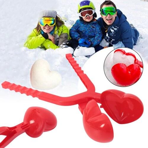 New Heart Snowball Maker Winter Plastic Sand Snow Ball Maker Clip Kids Snowball Fight Mold Outdoor Fun Toys Holiday Gift 2
