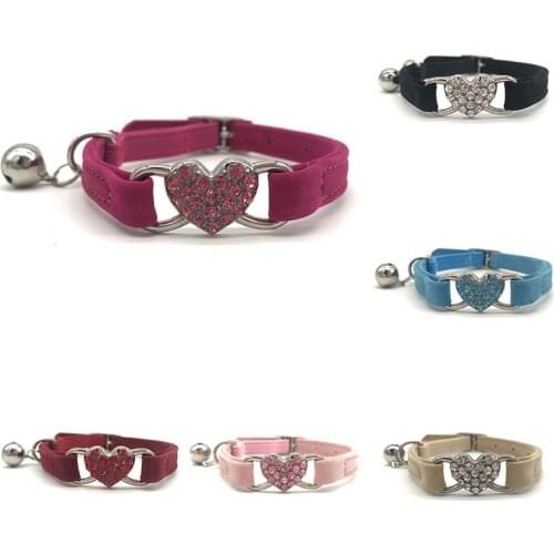1Pc Cute Adjustable Pet Dog Cat Collar With Heart Shaped Crystal Diamond Collar For Kitten Puppy Leash Collar For Cat Small Dog