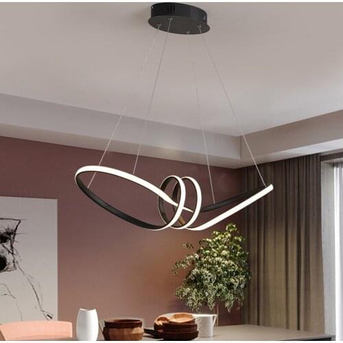 Black White Spray paint Modern Led Chandelier Hanging For Dining Room Kitchen Room Living Room Home Deco Chandelier Fixture